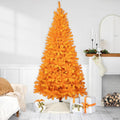 Pre-Lit Medium Artificial Pine Christmas Tree - 7' - Orange - Clear Lights