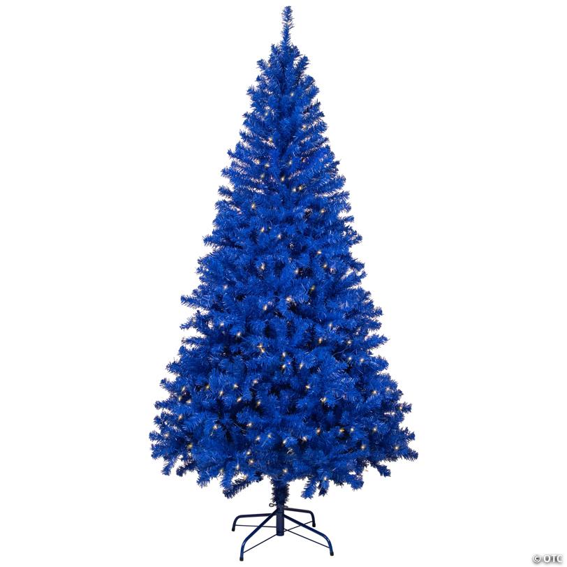 Pre-Lit Medium Artificial Pine Christmas Tree - 7' - Royal Blue - Clear Lights