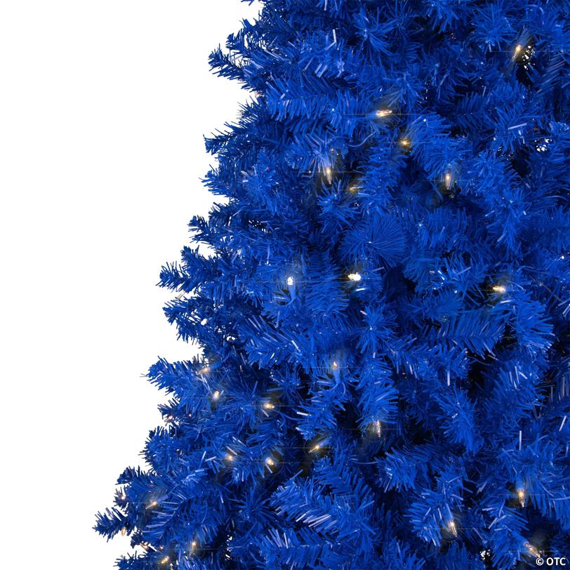 Pre-Lit Medium Artificial Pine Christmas Tree - 7' - Royal Blue - Clear Lights