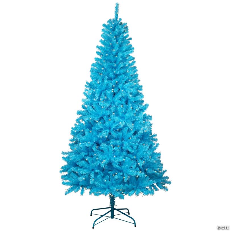 Pre-Lit Medium Artificial Pine Christmas Tree - 7' - Sky Blue - Clear Lights