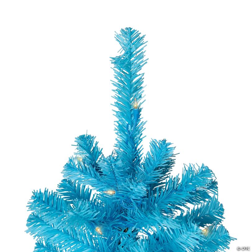 Pre-Lit Medium Artificial Pine Christmas Tree - 7' - Sky Blue - Clear Lights