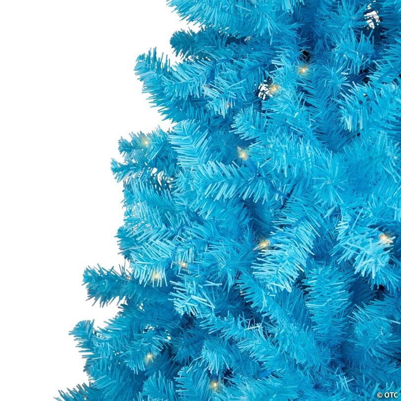 Pre-Lit Medium Artificial Pine Christmas Tree - 7' - Sky Blue - Clear Lights