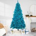 Pre-Lit Medium Artificial Pine Christmas Tree - 7' - Turquoise - Clear Lights