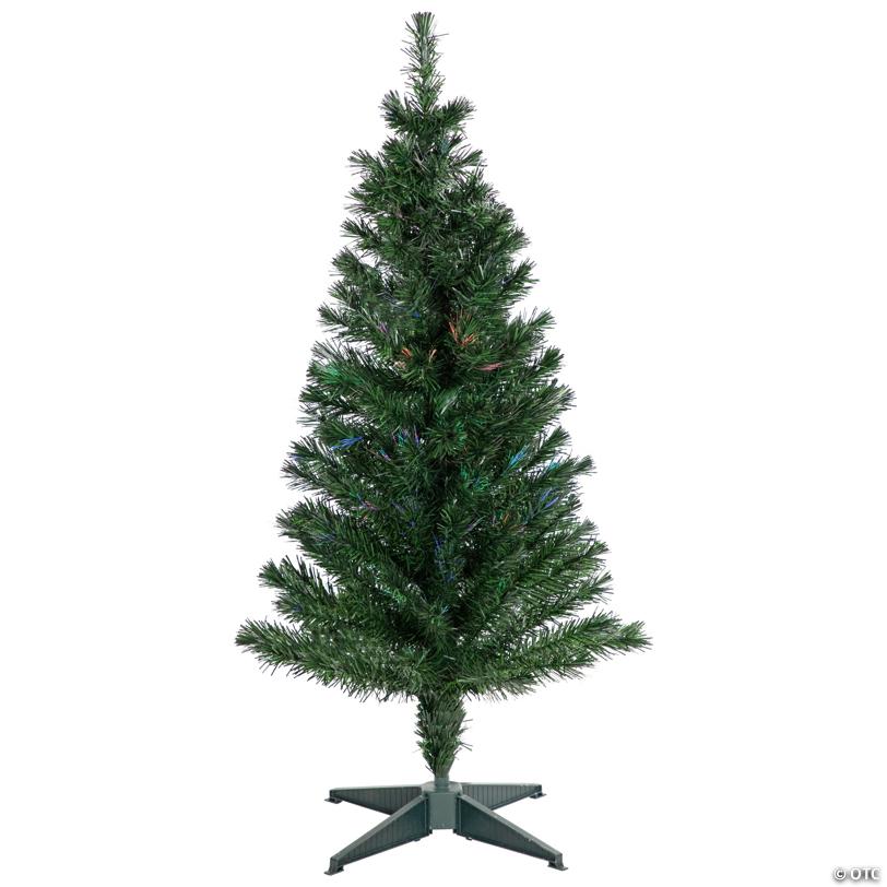 Pre-Lit Medium Multi-Color Fiber Optic Pine Christmas Tree - 4'