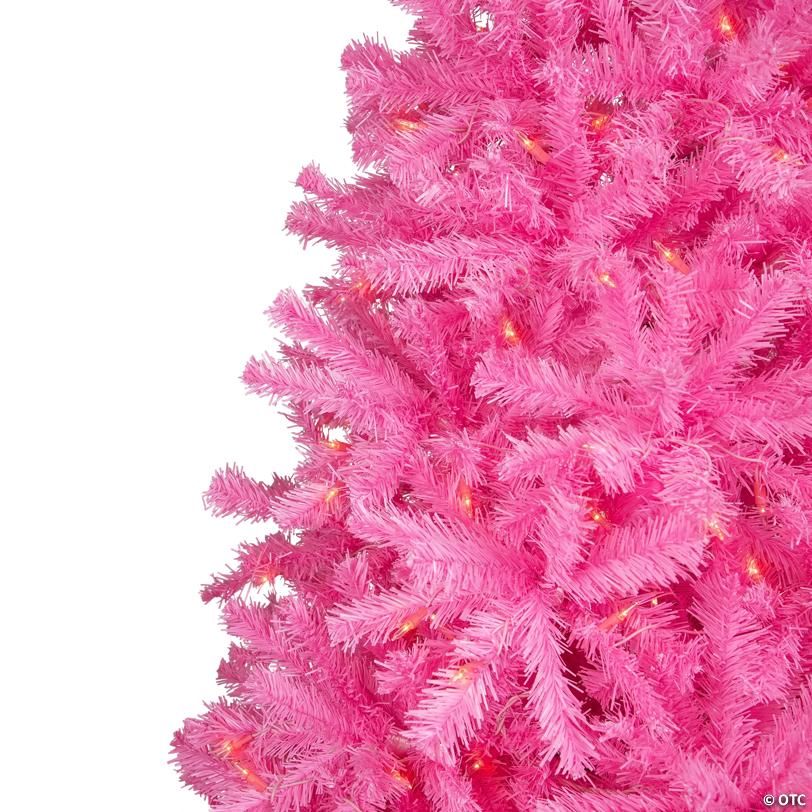 Pre-Lit Medium Pine Artificial Christmas Tree - 6' - Pink - Clear Lights