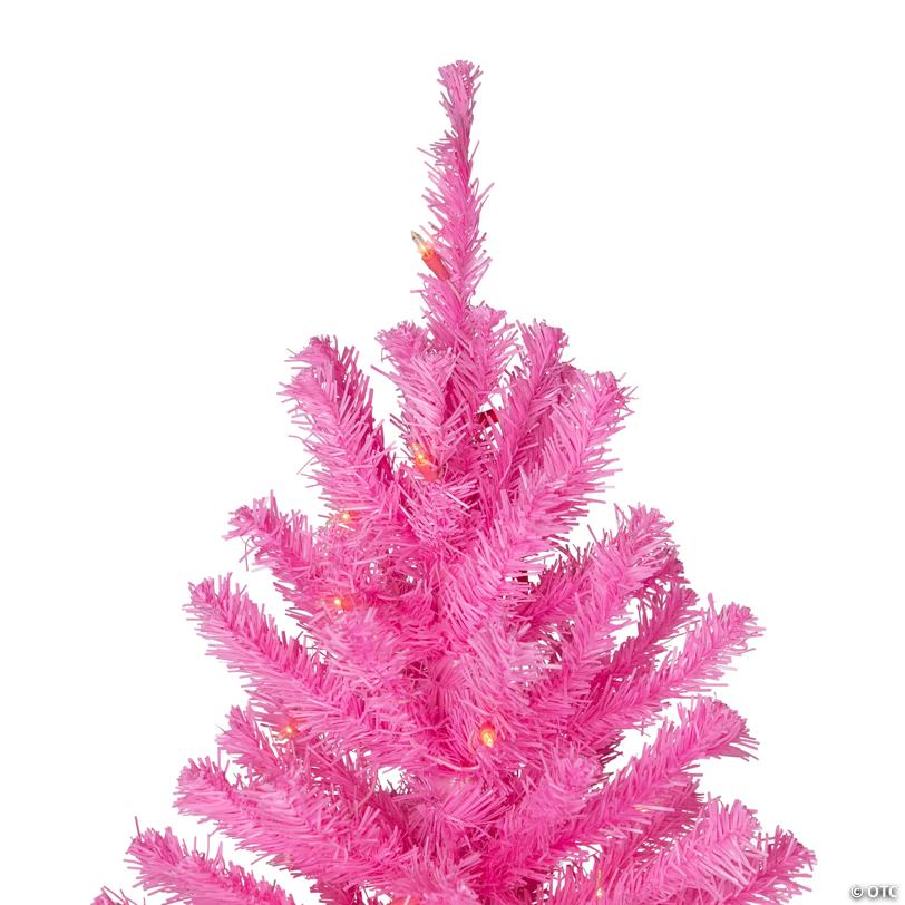 Pre-Lit Medium Pine Artificial Christmas Tree - 6' - Pink - Clear Lights