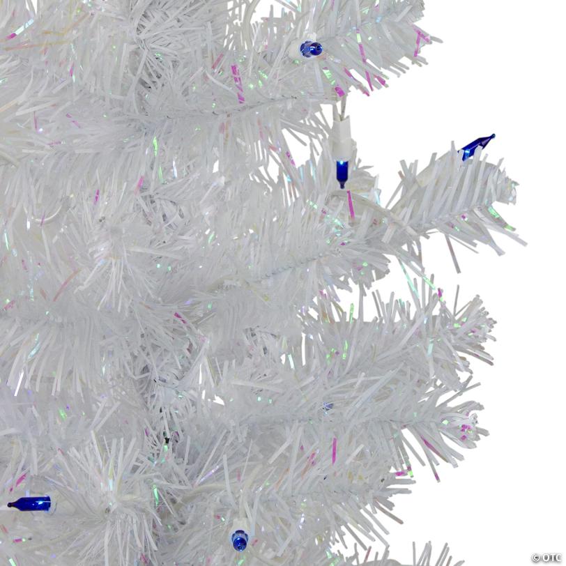 Pre-Lit Medium White Iridescent Pine Artificial Christmas Tree - 3' - Blue Lights