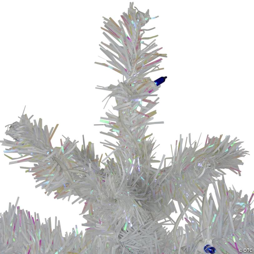 Pre-Lit Medium White Iridescent Pine Artificial Christmas Tree - 3' - Blue Lights