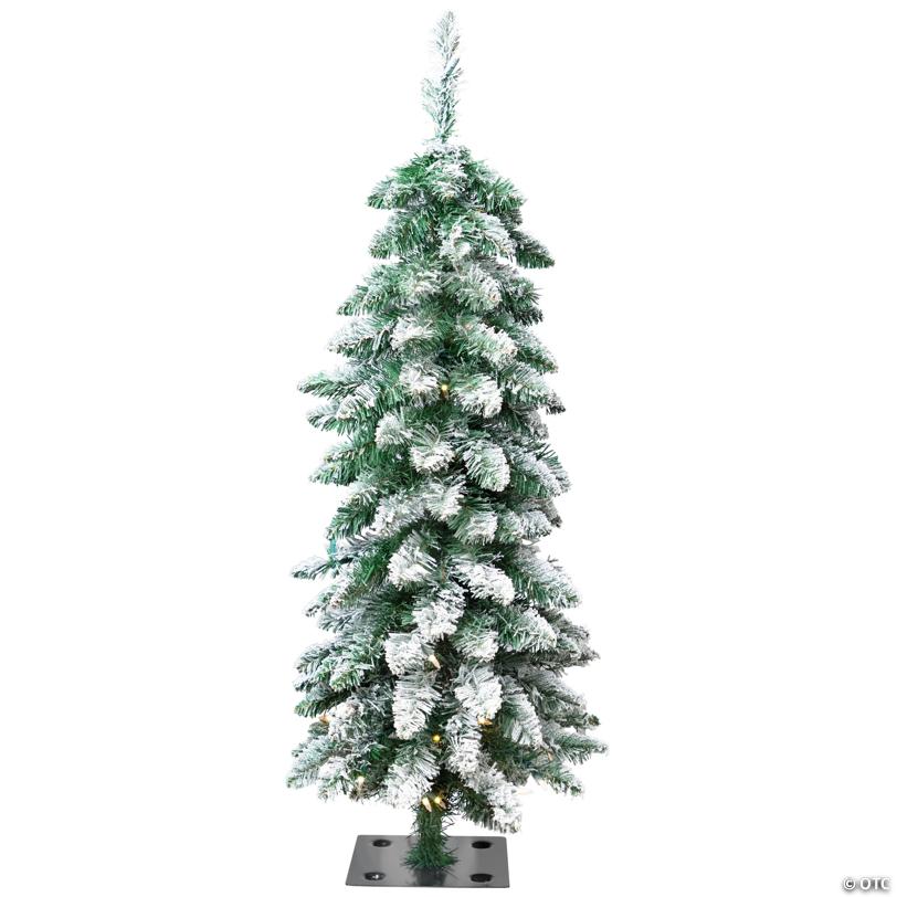 Pre-Lit Pencil Flocked Alpine Artificial Christmas Tree - 3.5' - Clear Lights