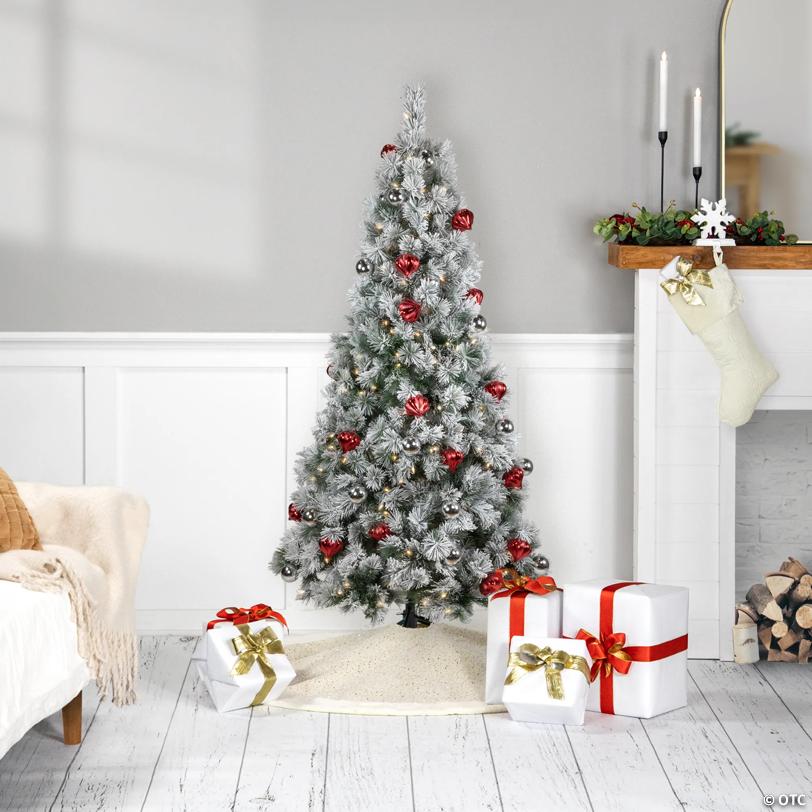 Pre-Lit Snowy Bristle Pine Artificial Christmas Tree - 4.5' - Clear Lights