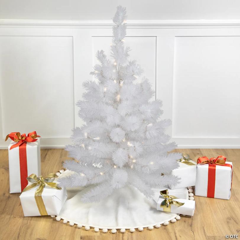 Pre-Lit White Alaskan Pine Artificial Christmas Tree - 3' - Warm White LED Lights