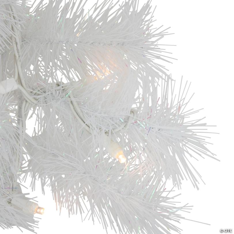 Pre-Lit White Alaskan Pine Artificial Christmas Wreath - 24" - Warm White LED Lights