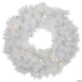 Pre-Lit White Alaskan Pine Artificial Christmas Wreath - 24" - Warm White LED Lights