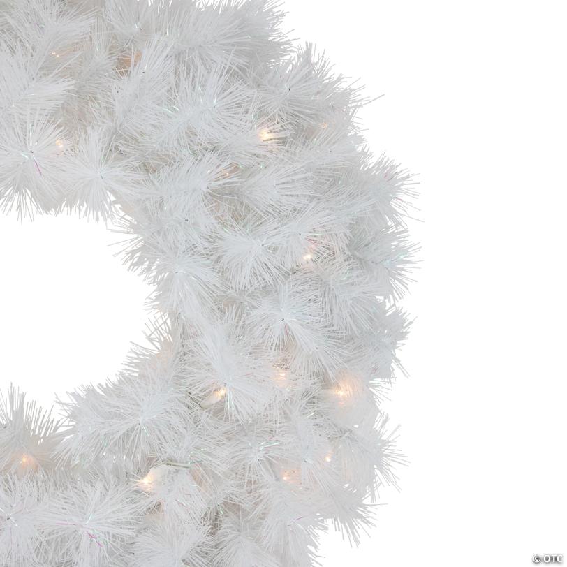 Pre-Lit White Alaskan Pine Artificial Christmas Wreath - 24" - Warm White LED Lights