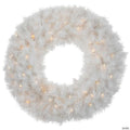 Pre-Lit White Alaskan Pine Artificial Christmas Wreath  36-Inch  Warm White LED Lights