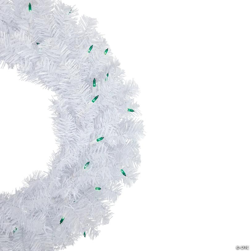 Pre-Lit Woodbury White Pine Artificial Christmas Wreath - 24" - Green Lights