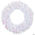 Pre-Lit Woodbury White Pine Artificial Christmas Wreath - 24" - Pink Lights