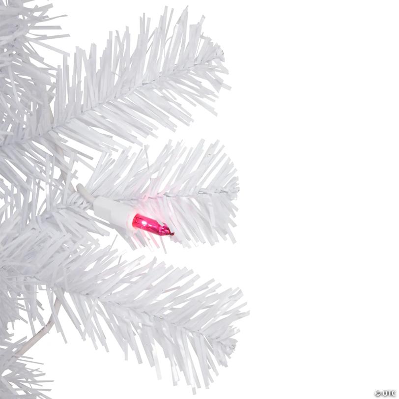Pre-Lit Woodbury White Pine Artificial Christmas Wreath - 24" - Pink Lights