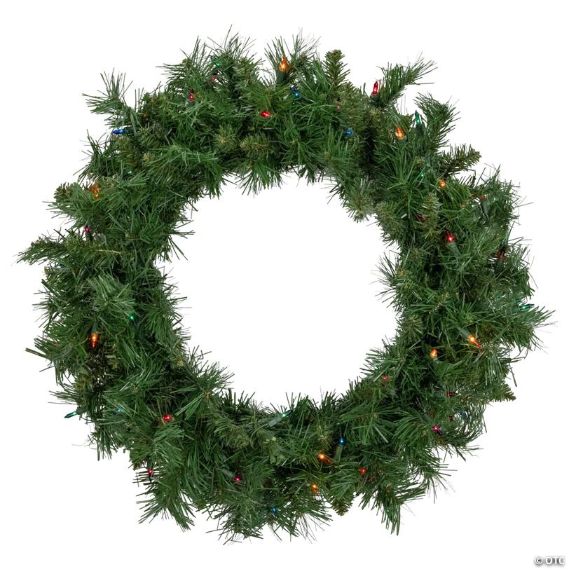 Pre-lit Chatham Pine Artificial Christmas Wreath  24-Inch  Multi-Color Lights