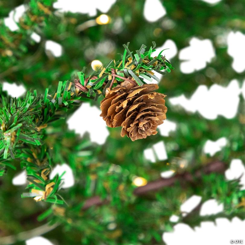 Pre-lit Christmas Tree with Pinecones and Burlap Base - 4' - Clear Lights