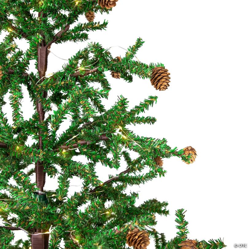 Pre-lit Christmas Tree with Pinecones and Burlap Base - 4' - Clear Lights
