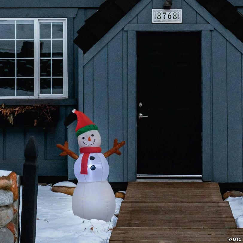 ProductWorks 84072 Candy Cane Lane Inflatable Snowman Outdoor Display- 4