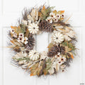Pumpkin and Pinecone Fall Harvest Artificial Wreath - 24" - Unlit
