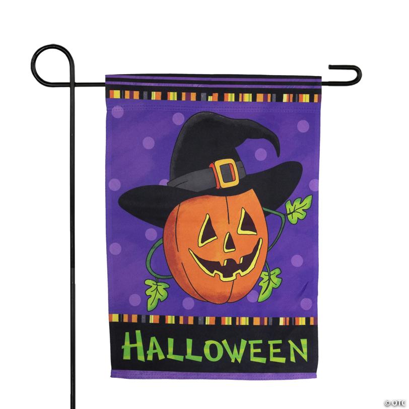 Pumpkin in a Witch Hat Outdoor Garden Flag 12.5" x 18