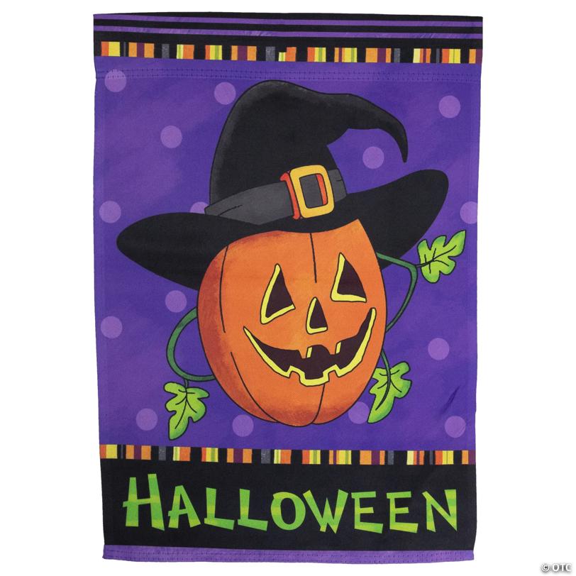 Pumpkin in a Witch Hat Outdoor Garden Flag 12.5" x 18