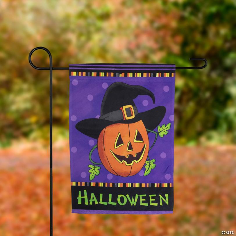 Pumpkin in a Witch Hat Outdoor Garden Flag 12.5" x 18