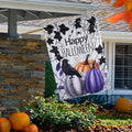 Pumpkins and Crow "Happy Halloween" Outdoor House Flag - 40" x 28
