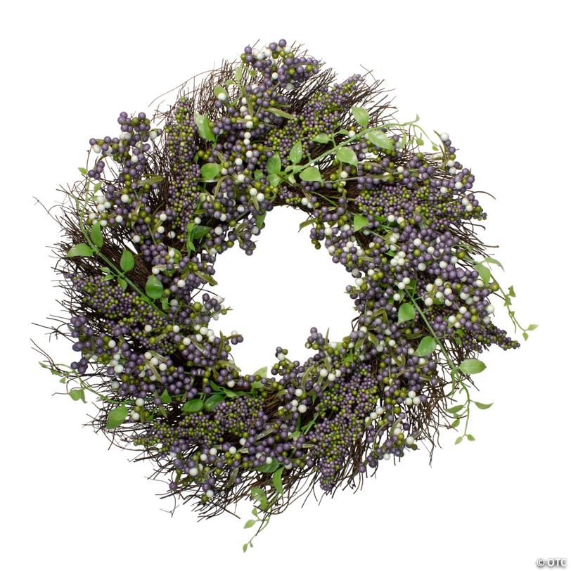 Purple Mini Berry Artificial Thanksgiving Wreath  22-Inch Unlit
