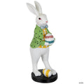 Rabbit Holding Easter Egg Outdoor Garden Statue - 11.5" - White