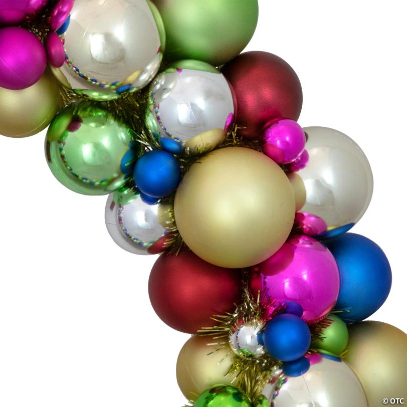 Rainbow 2-Finish Shatterproof Ball Christmas Wreath - 36" - Multicolor - Unlit