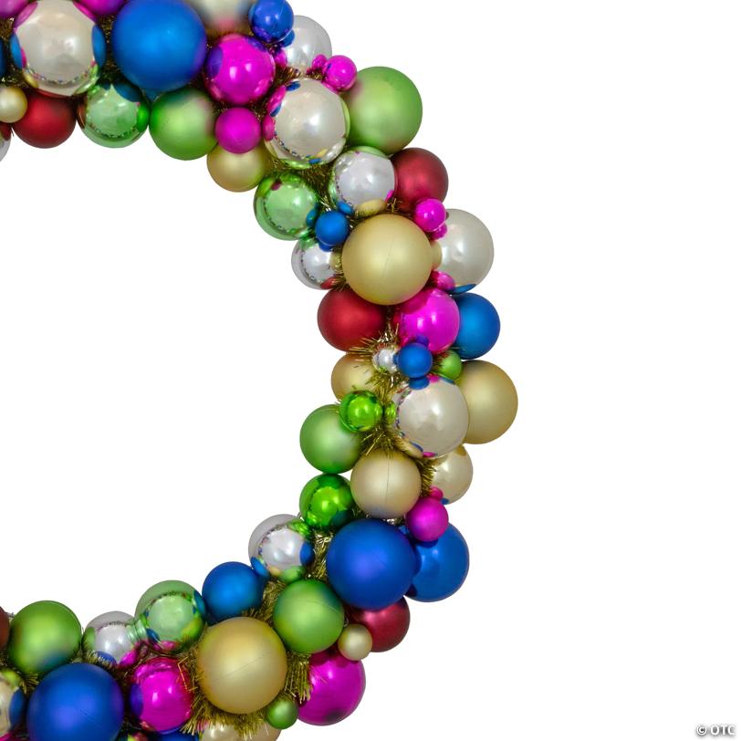 Rainbow 2-Finish Shatterproof Ball Christmas Wreath - 36" - Multicolor - Unlit
