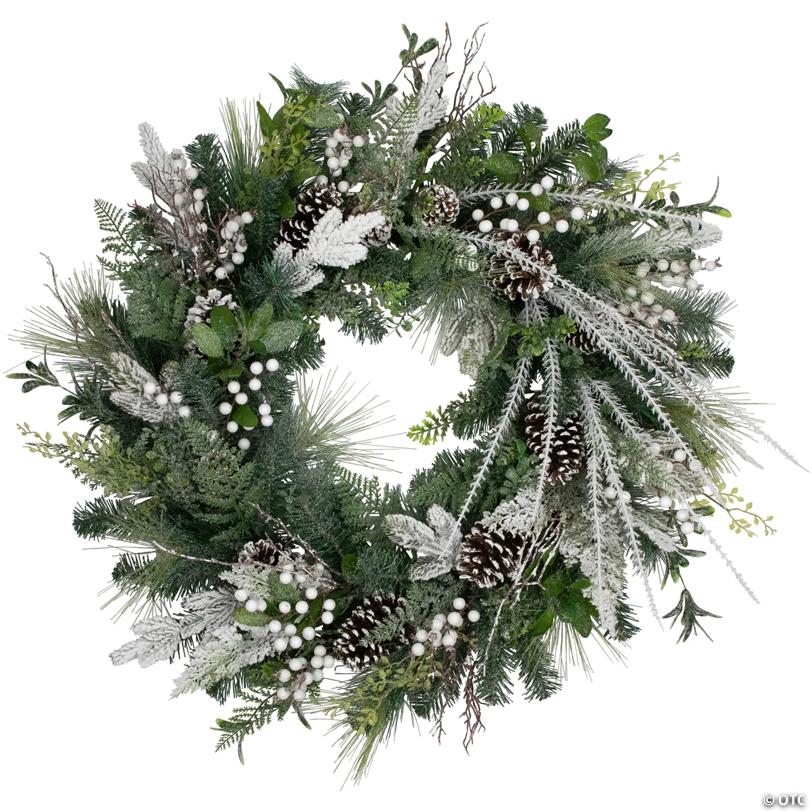 Real Touch™️ Frosted Pinecones and Berries Christmas Wreath - 36" - Unlit