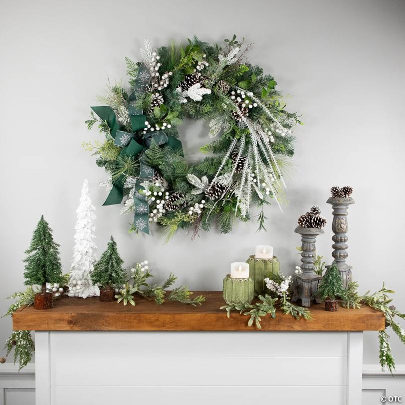 Real Touch™️ Frosted Pinecones and Berries Christmas Wreath - 36" - Unlit