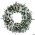 Real Touch™️ Pre-Lit Flocked Rosemary Emerald Angel Pine Artificial Christmas Wreath - 30" - Clear LED Lights