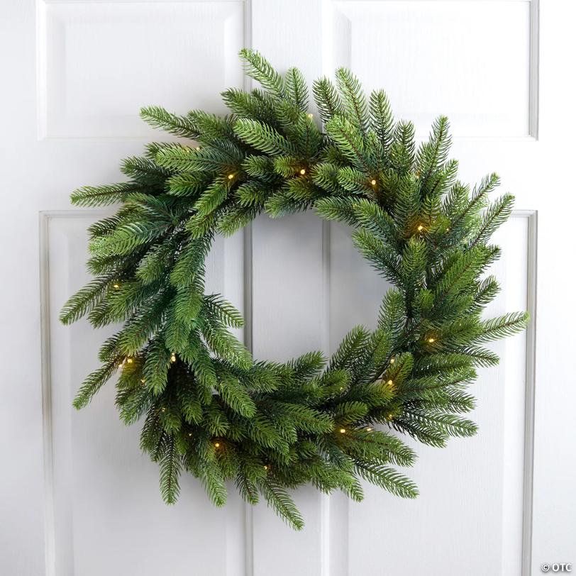 Real Touch™ B/O Pre-Lit Noble Fir Christmas Wreath - 24" - Warm White LED