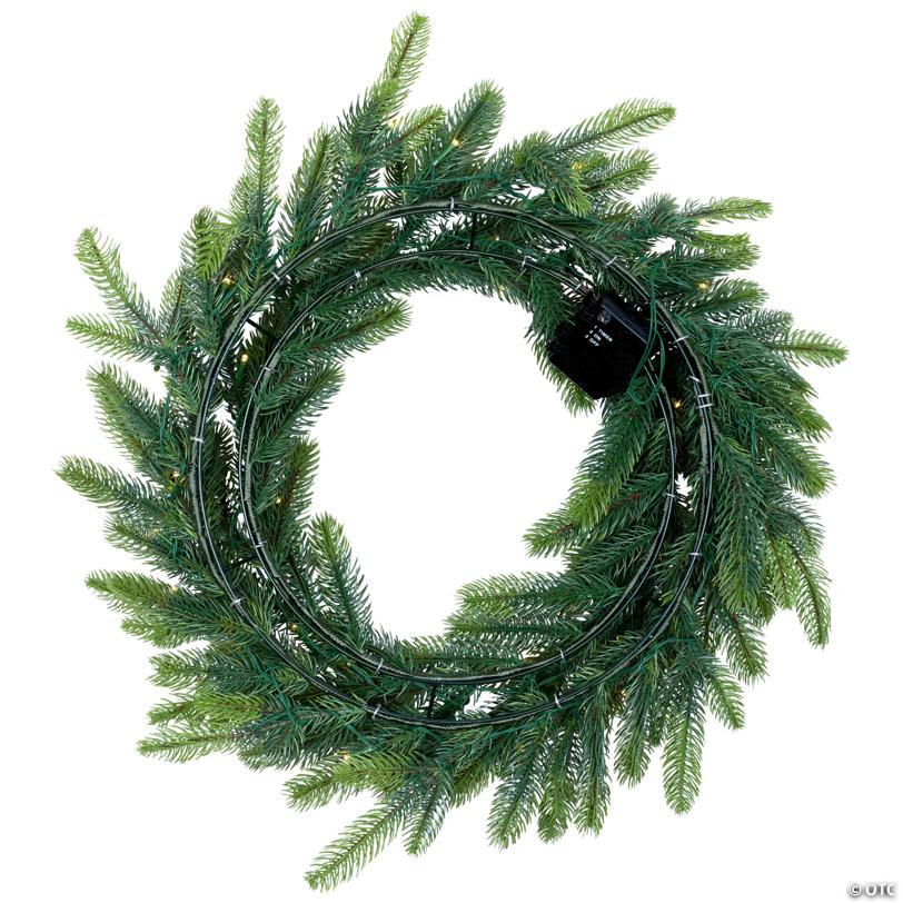 Real Touch™ B/O Pre-Lit Noble Fir Christmas Wreath - 24" - Warm White LED