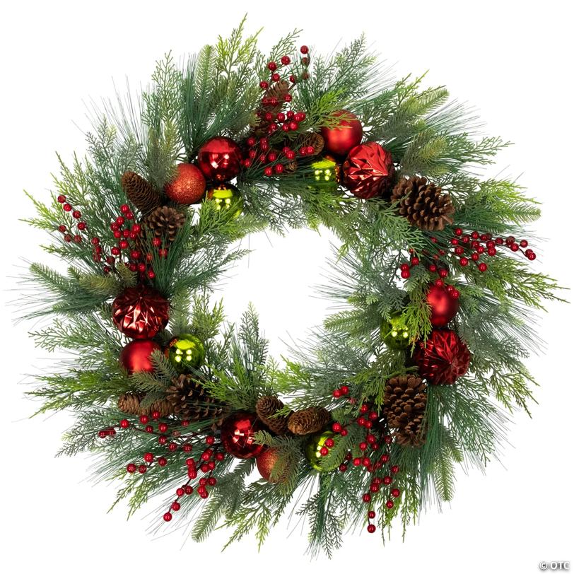 Real Touch™ Berries  Pinecones and Ornaments Artificial Christmas Wreath - 36" - Unlit