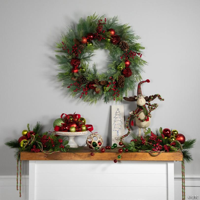 Real Touch™ Berries  Pinecones and Ornaments Artificial Christmas Wreath - 36" - Unlit