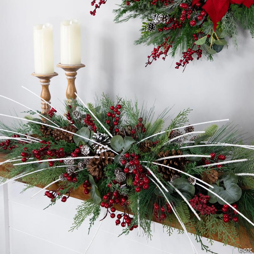 Real Touch™ Berries and Birch Twigs Artificial Pine Christmas Swag - 62" - Unlit