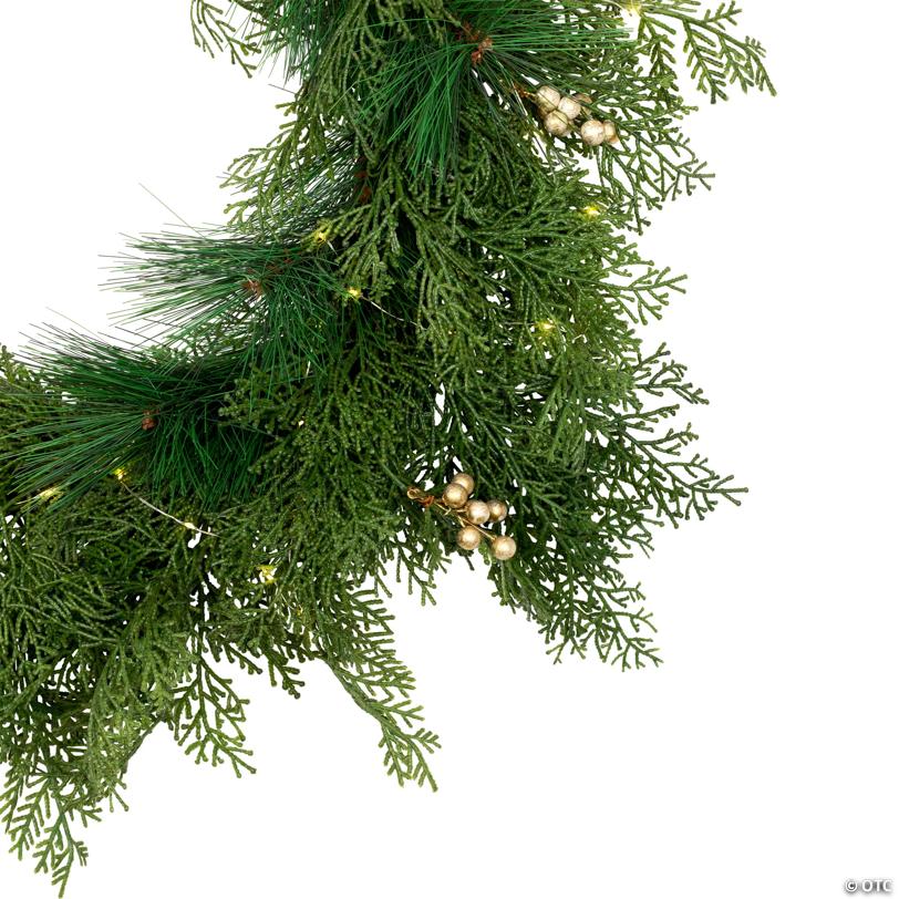 Real Touch™ Cedar and White Pine Artificial Christmas Wreath - 30" - Warm White LED