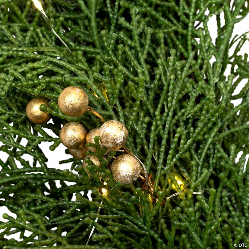 Real Touch™ Cedar and White Pine Artificial Christmas Wreath - 30" - Warm White LED