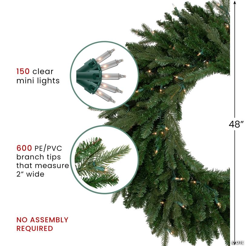 Real Touch™ Pre-Lit Grande Spruce Artificial Christmas Wreath - 48" - Clear Lights