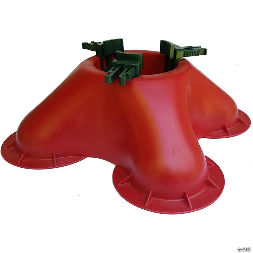Red Christmas Tree Stand with Clamping System - For Live Trees up to 7'