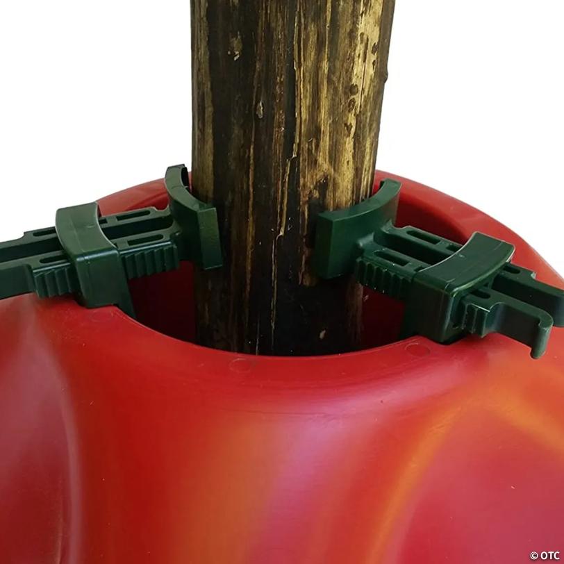 Red Christmas Tree Stand with Clamping System - For Live Trees up to 7'