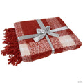 Red Plaid Woven Fringed Christmas Throw Blanket 50" x 60