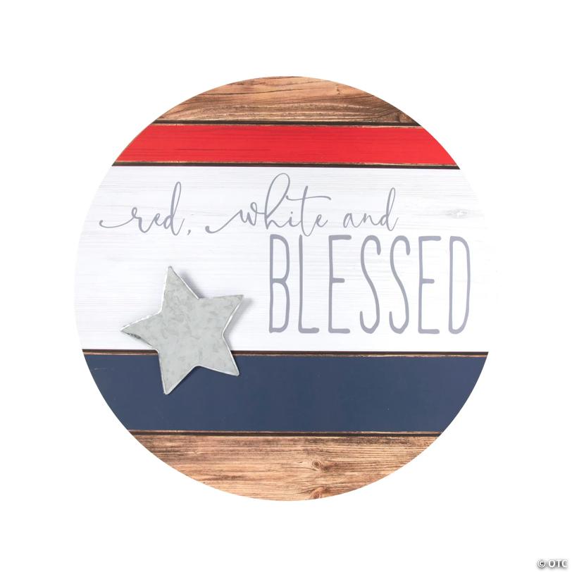 Red White & Blessed Door Sign